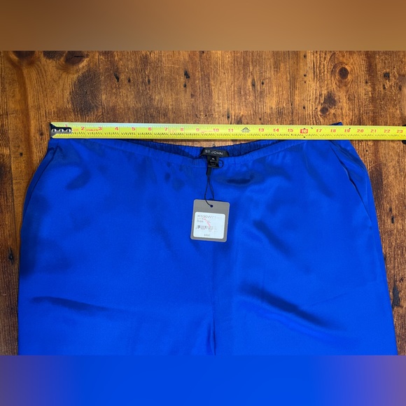NWT!!! St. John Vivid Blue High Waist Silk Dress Pants XL with Pockets K830W71 - Picture 10 of 16